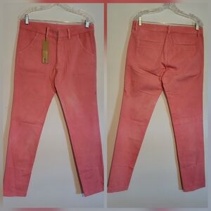 The Elder Stateman Dyed Chino Slim Pants Sun Bleached Pink Made USA Designer NWT
